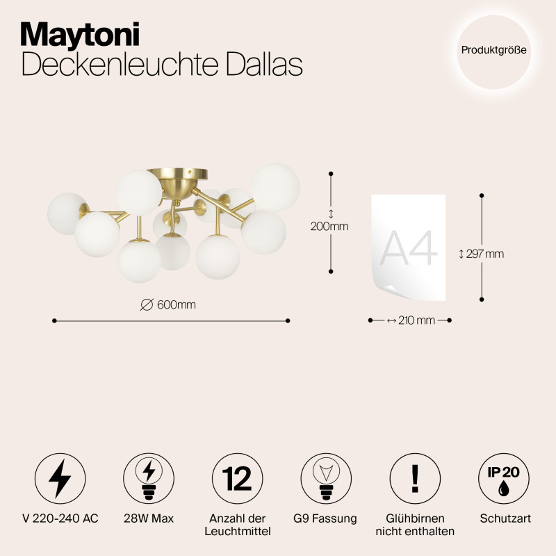 Светильник 60 см, Maytoni MOD545CL-12BS, золото
