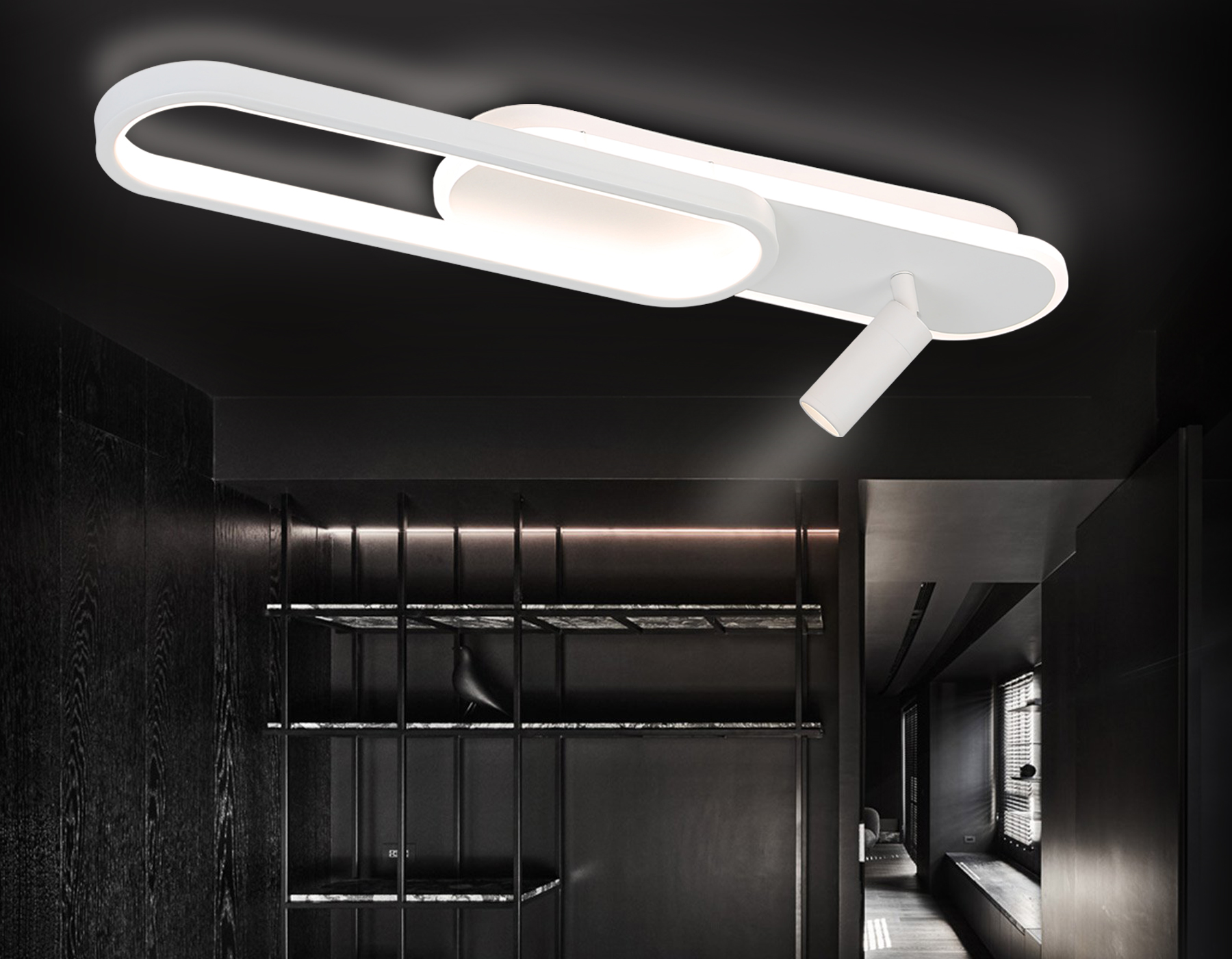 Настенно-потолочный светодиодный светильник с пультом 60*12*11- см, **W, 3000-6400K, Ambrella Light Comfort FL5108, белый