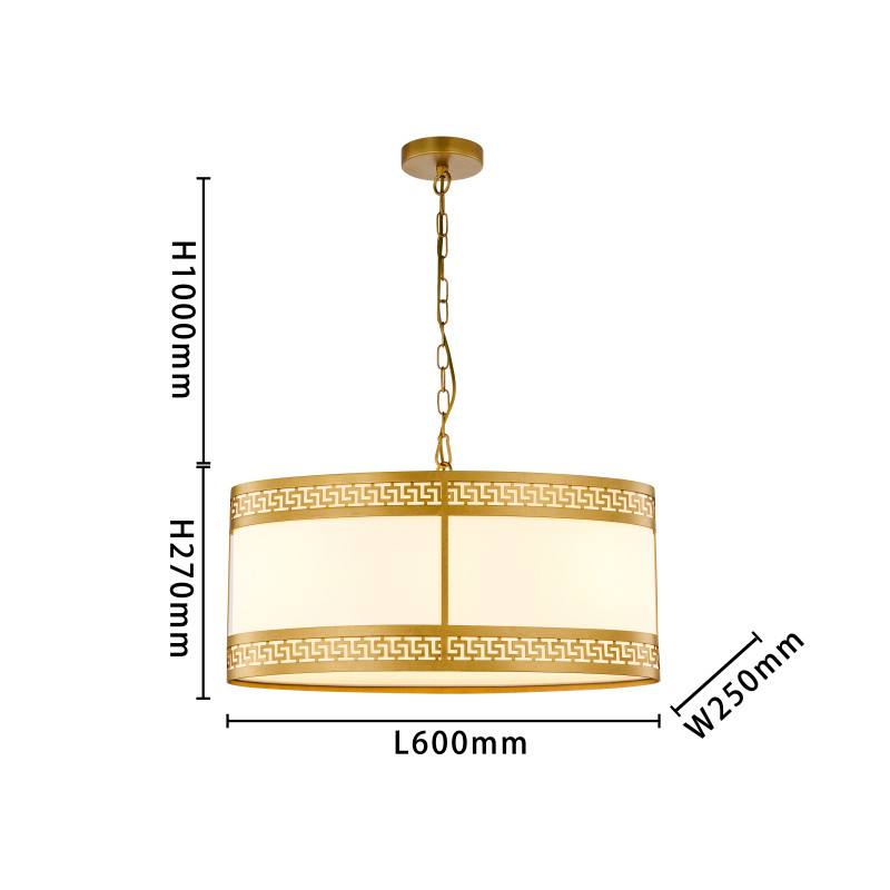 Подвесная люстра Favourite Exortivus 4011-3PC, L600*W250*H395/1395, античного золота, плафон из белой ткани