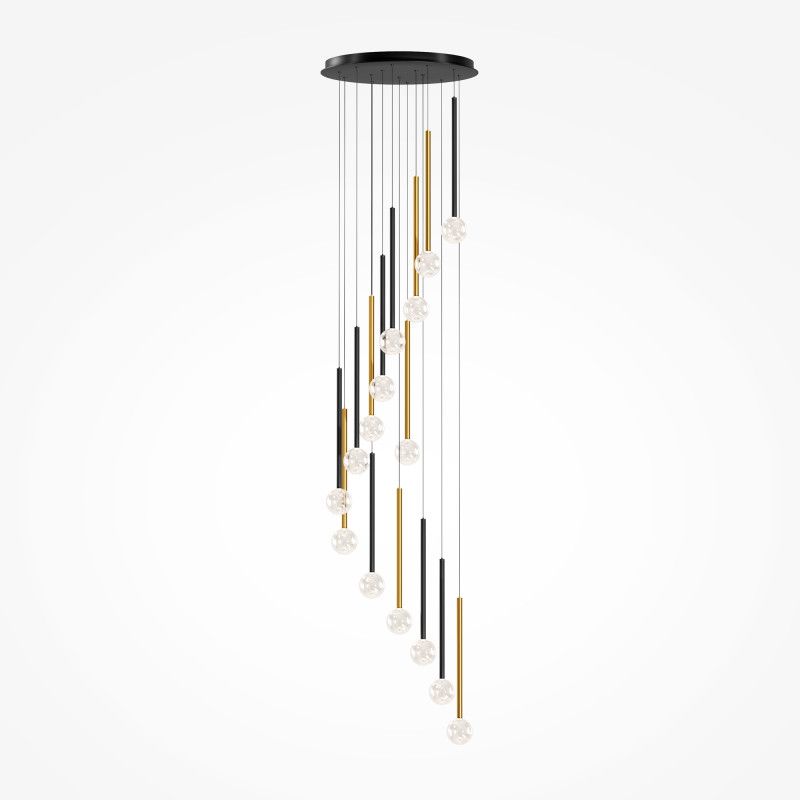 Каскадная люстра 60*60*360 см, LED*51W, 3000K, Maytoni Bubble Dream MOD383PL-L40BBS3K, черный