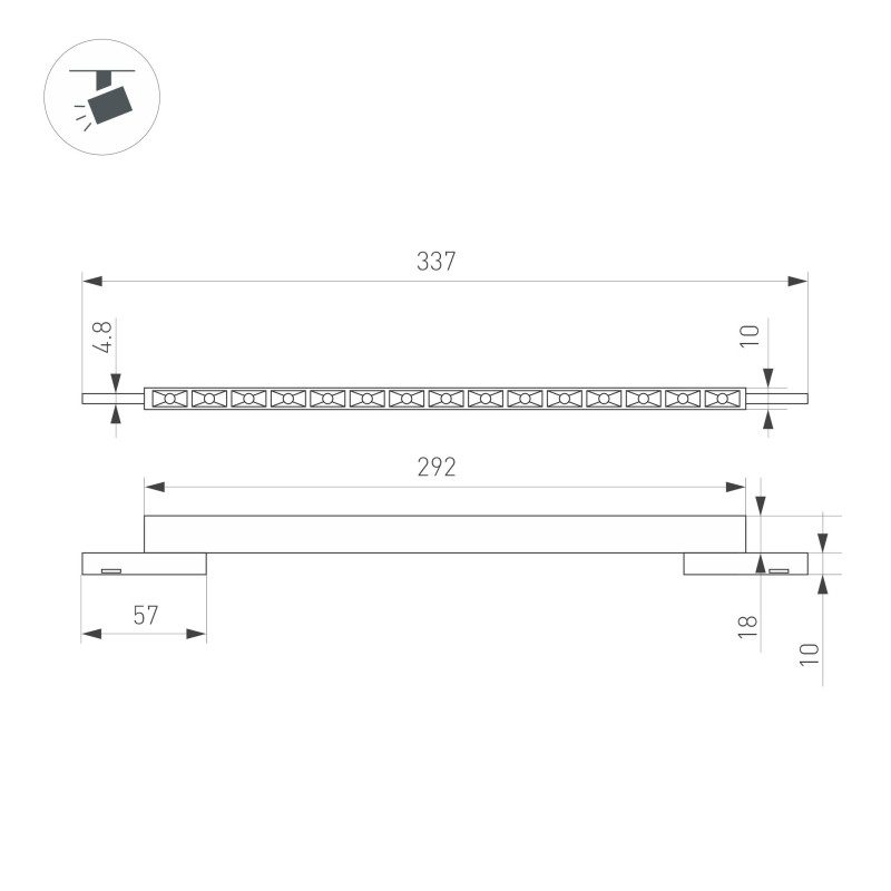 Светильник на шине Arlight 043275 33,7*1*1,8 см, 15W, белый (теплый)K,