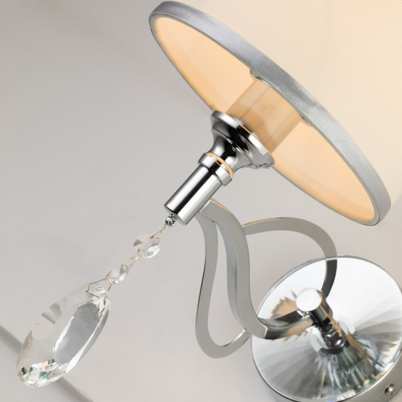 Бра Favourite Semina 2707-1W, D270*W160*H310, хром, абажур из белой ткани с серебряной тесьмой, декоративные элементы из прозрачного хрусталя