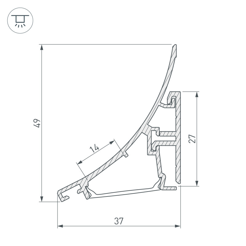 Профиль Arlight 021649 200*1,6*1,2 см. Цена указана за 2 метра. Продается кратно 2 метрам.  экран отдельно