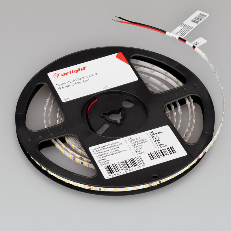 Лента UL-A120-5mm 24V Warm3000 (9.6 W/m, IP20, 5m) (Arlight, 7 лет) 044061. Цена указана за 5 метров. Продается кратно 5 метрам.