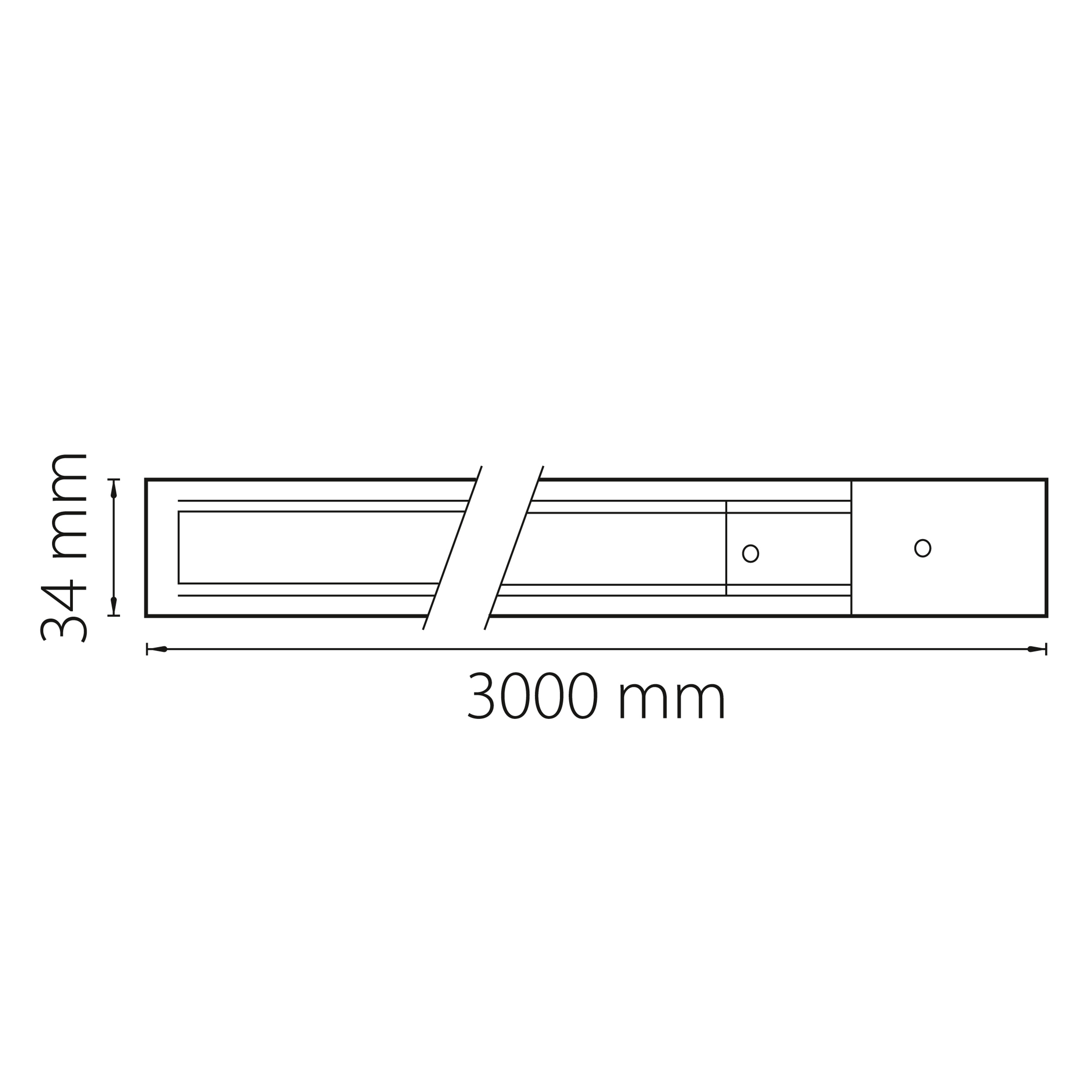Трек двухконтактный однофазный накладной 3*3,4 см, Матовый Черный Lightstar Barra 502038