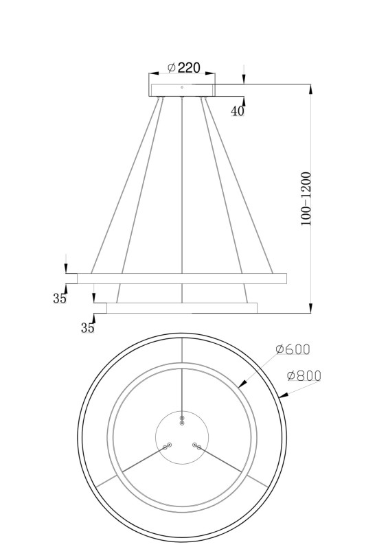 Светильник 80 см, 88W, 4000K Maytoni Rim MOD058PL-L74BS4K, латунь