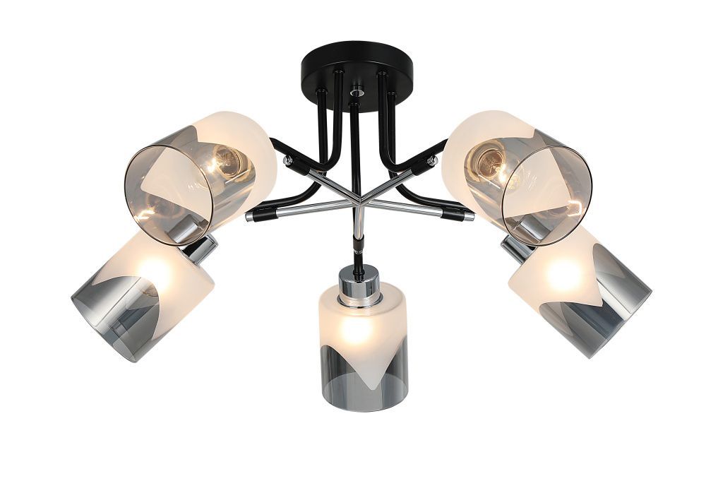 Люстра Ø640 x H290, мм, 5*40W (200W), CHROME+BLACK (Хром+Черный) Rilon 26013/5 CHROME+BLACK