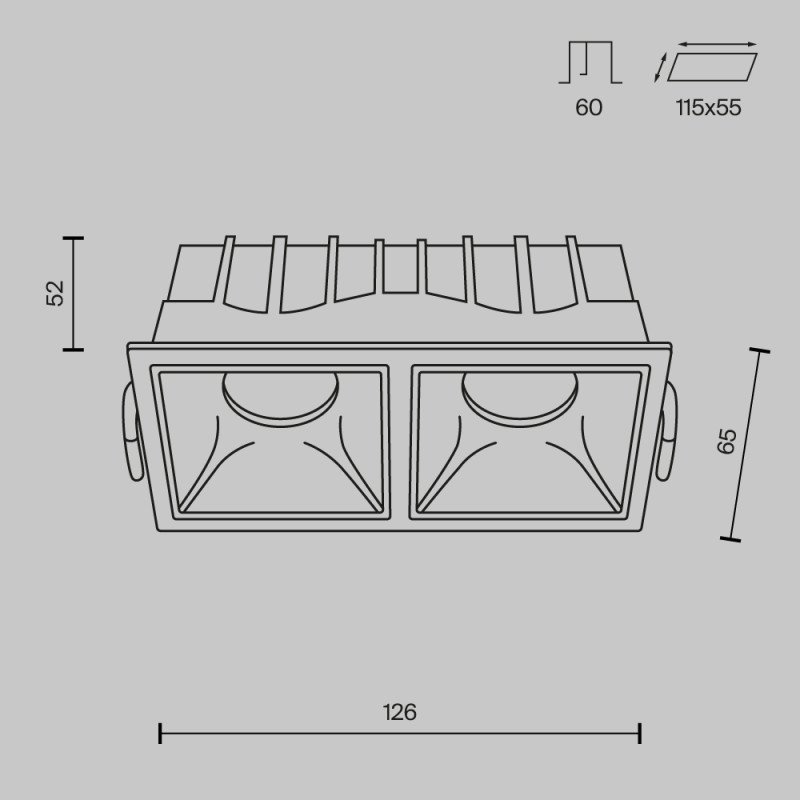 Светильник 13 см, 20W, 3000K, Technical DL043-02-10W3K-D-SQ-WB, белый-черный, 36°, Dim, Triac