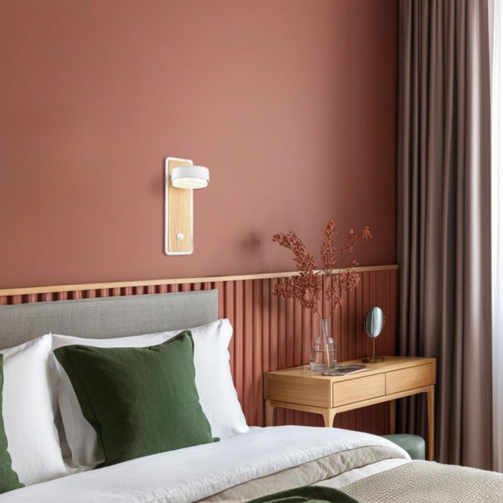 Бра *8*-22 см, 1*GX53*7W, K, Lumion LELAND 8263/1W, белый, дерево