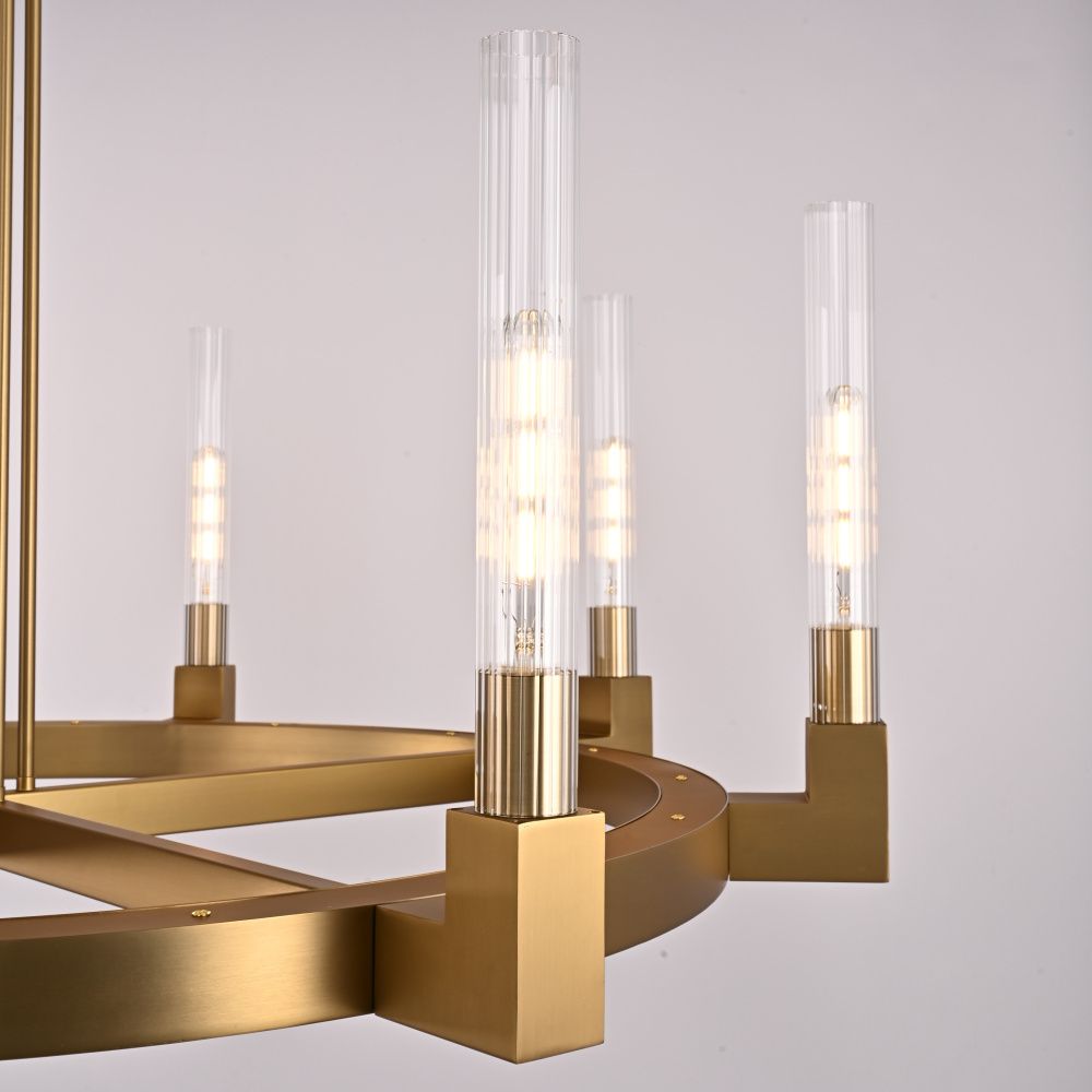 Люстра на штанге CANELLE Round Chandelier 8 Modern Brass 121*21*21 см, 8*E27*60W, ImperiumLoft 40.1550, Латунь