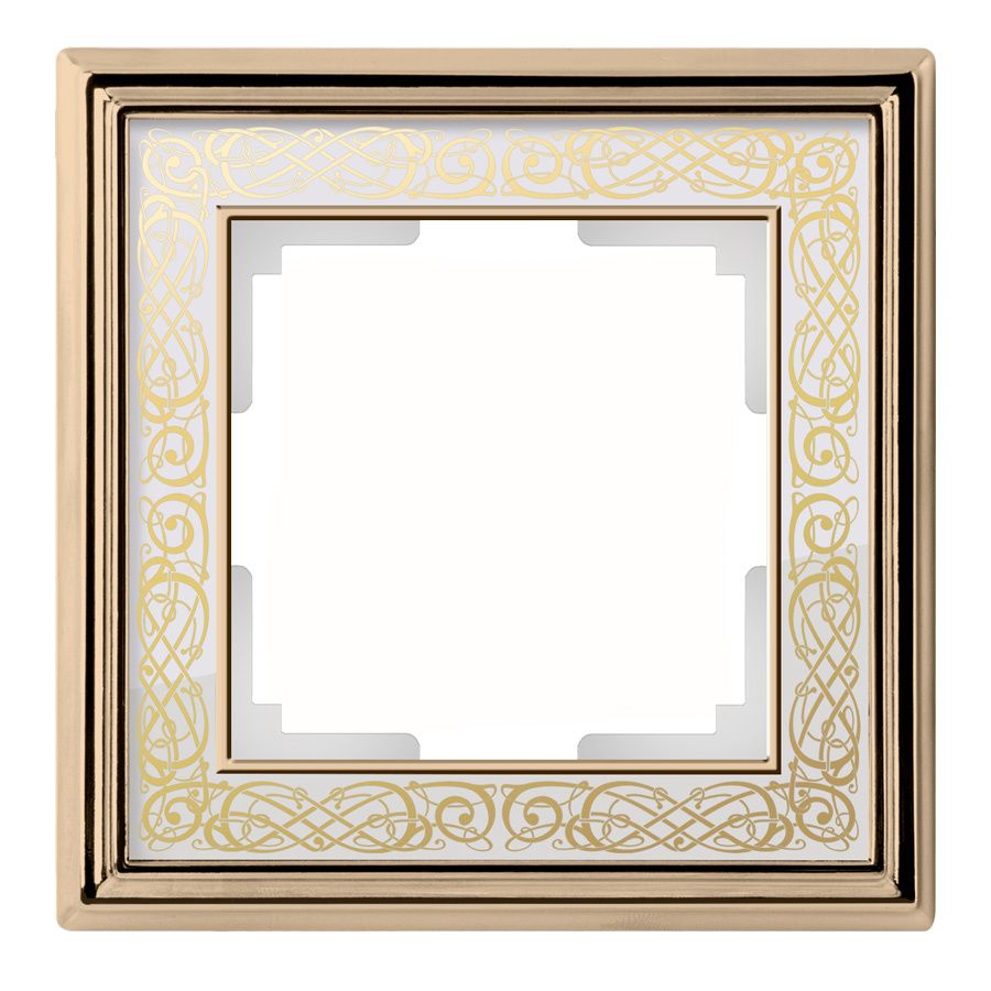 WL77-Frame-01/ Рамка на 1 пост (золото/белый), 4690389126017