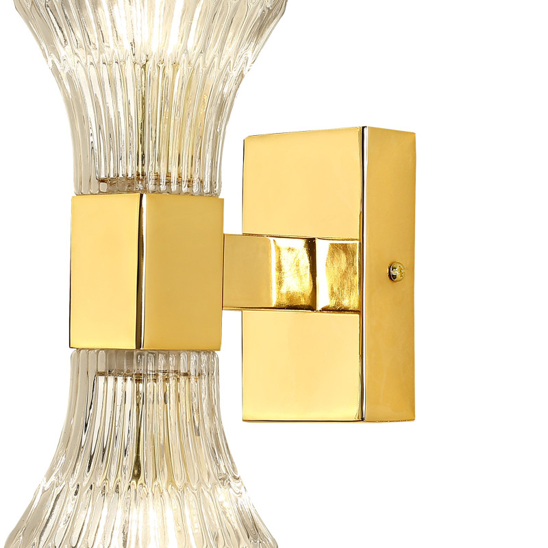 Бра Favourite Parity 2943-2W, D125*W75*H280, каркас золотого цвета, плафоны из прозрачного стекла, по краю плафона нанесена позолота