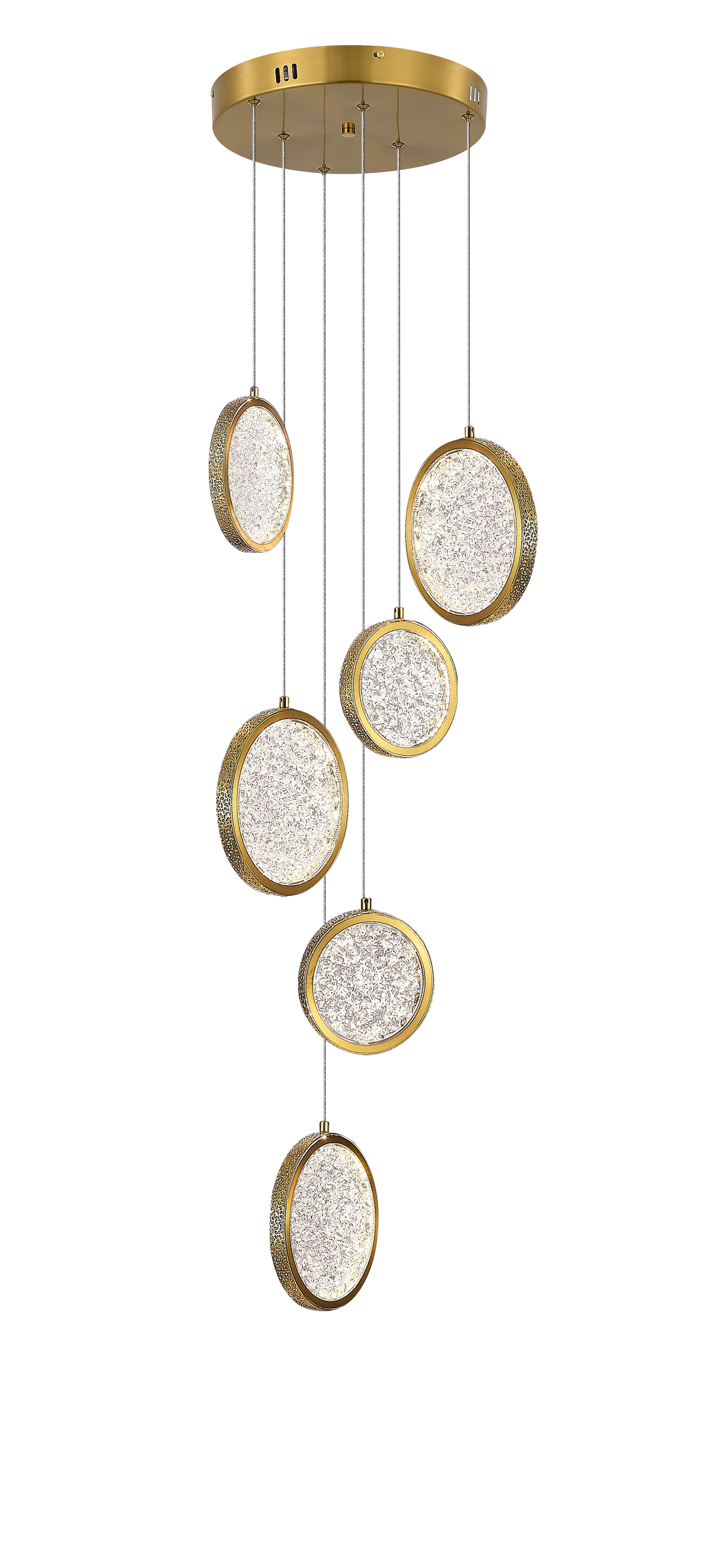 Люстра 300*2000, LED, 60W 4000K NewRgy LED D2061-DW-6 BRASS, Бронза