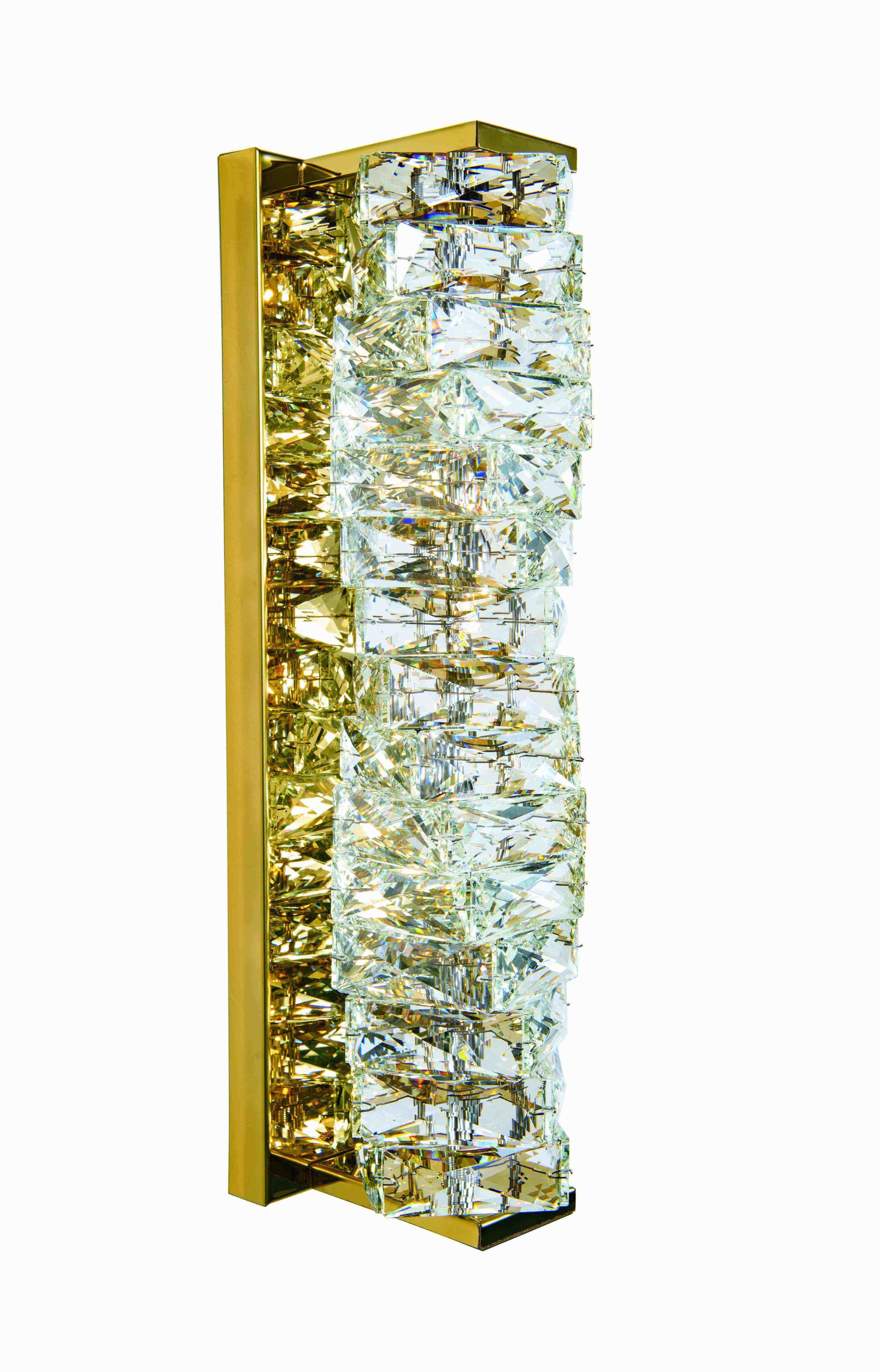 Бра 120*460, LED, 28W 3000-6000K NewRgy Cristallo W2406E/28W GOLD+CLEAR, Золото+прозрачный