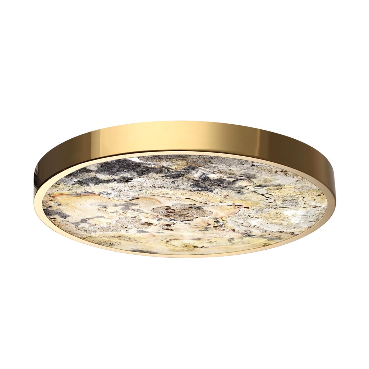 Настенно-потолочный светильник 50*50*5 см, LED 1*40W, 3000-4000-6000 К, Odeon Light Bergi 5079/40L, золотой глянцевый/серо-бежевый