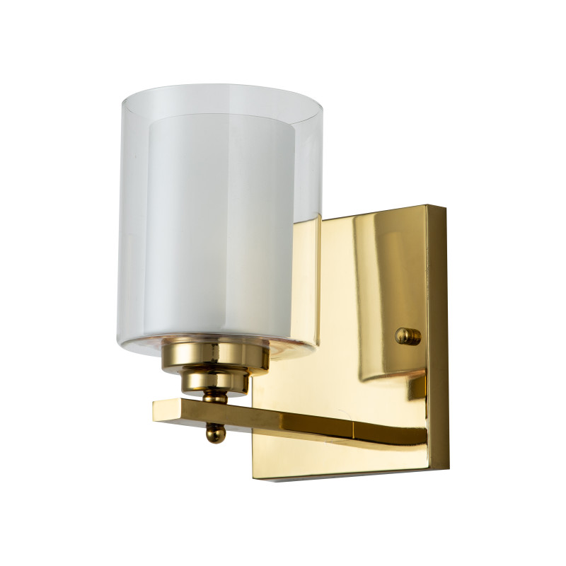 Бра Favourite Plexus 2963-1W, D150*W235*H270, каркас золотого цвета, внутренний плафон из белого стекла, внешний плафон из прозрачного стекла