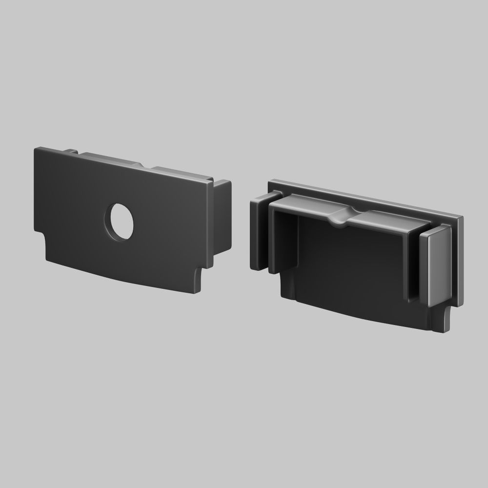 Комплект заглушек (для профиля 61×14) 2 шт., ALM-6114-B-EC 642013, 1*3*2 см, Maytoni Led Strip 642013, Черный