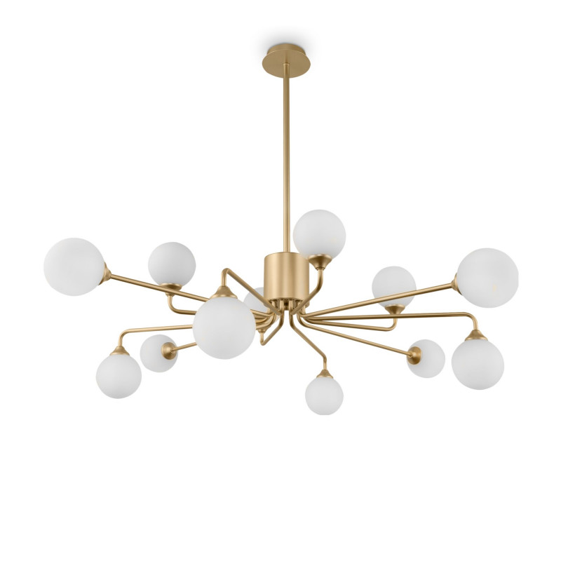 Люстра на штанге Freya Alexis FR5120PL-12G, диаметр 113 см, матовое золото