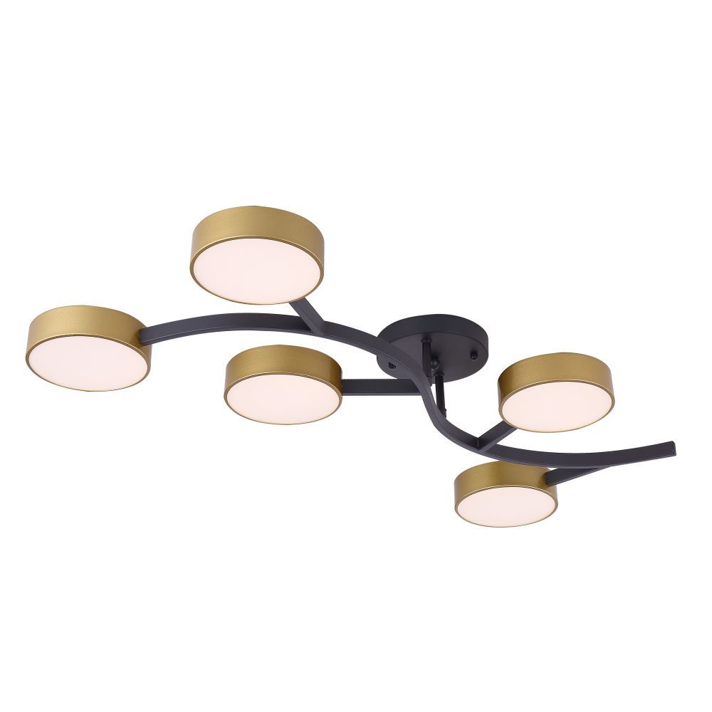 Светильник 85,5*46,5*12-12 см, 5*LED*10W, 4000K, Freya Тибо/Tibo FR6048CL-L10GB, Черный с Золотом