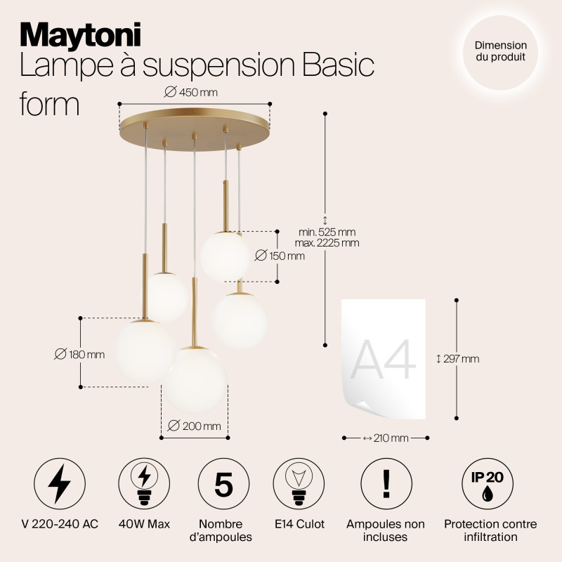 Светильник 58 см, Maytoni Basic form MOD321PL-05G1, золото