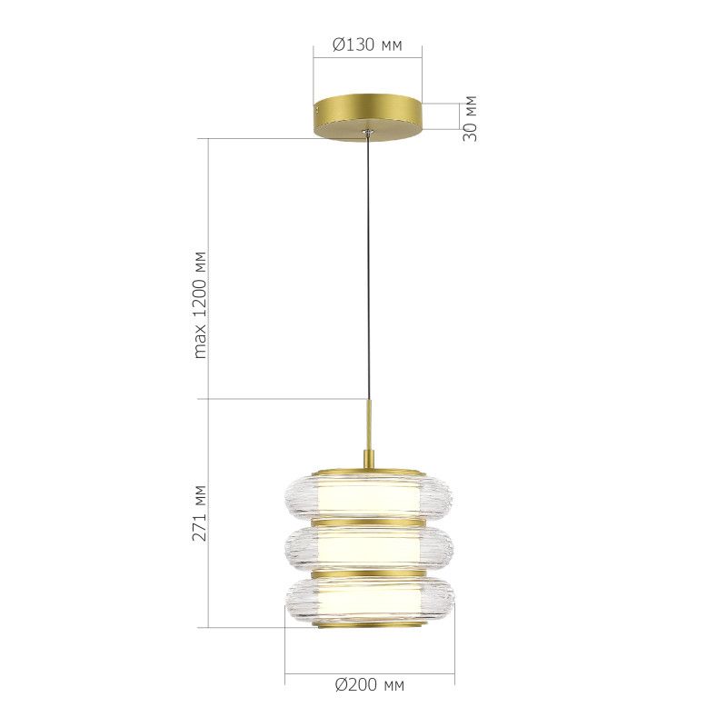 Подвесной светильник 20*140 см, 1*LED*16W, 3000K, ST-Luce Frittela SL6239.203.03, золото матовое
