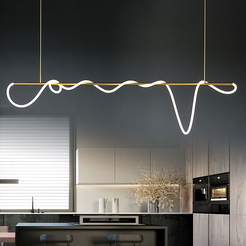 Подвесная люстра 150*50-85 см, 1*LED*72W, 3000-6000K, Lightera Nyasa LE117L-150GA WIFI, Латунь