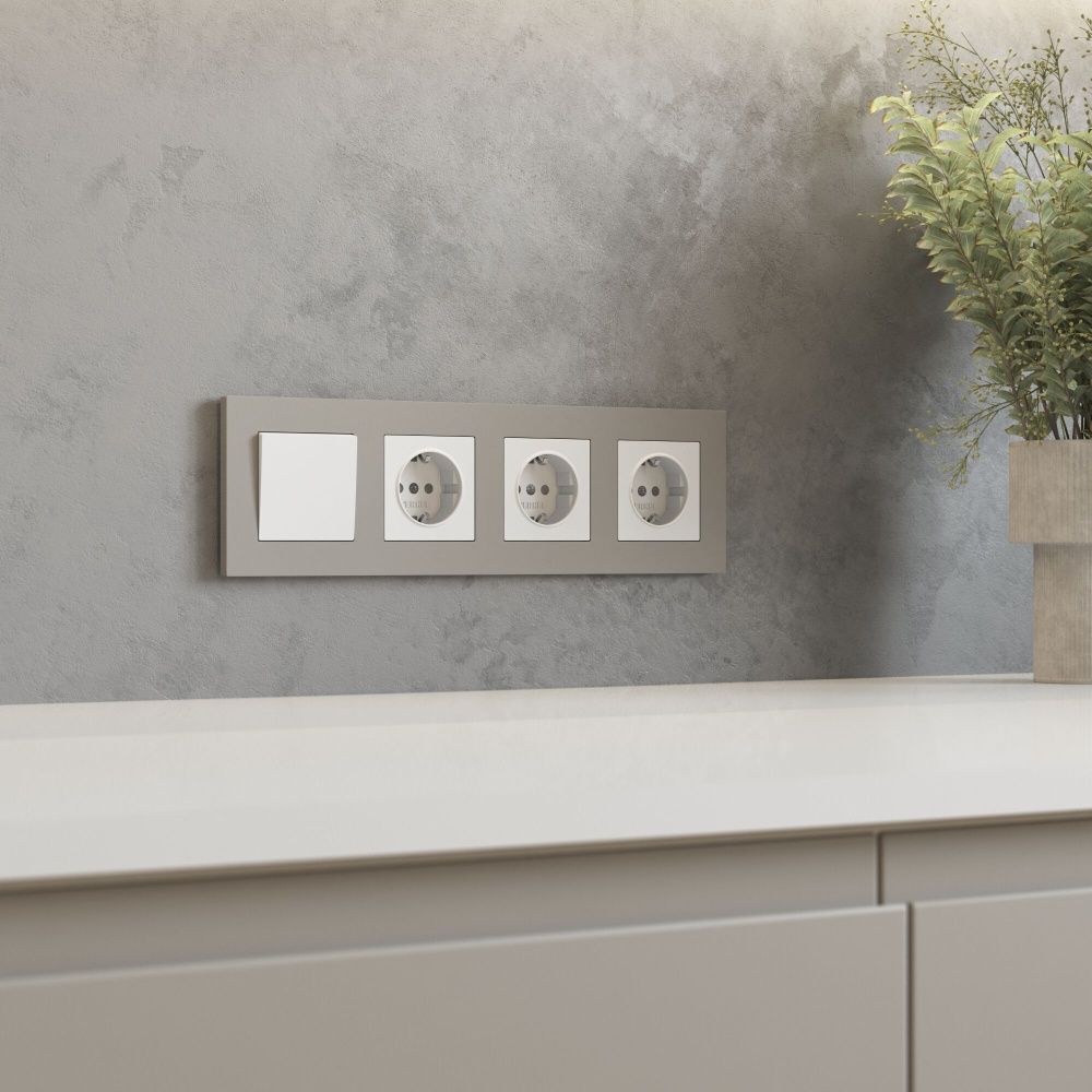 W0042917 Рамка на 4 поста Slab, дымчатый софт Werkel, 4690389218453