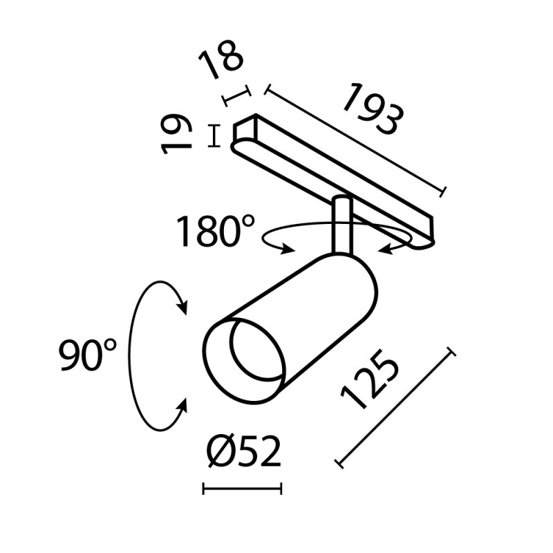 Трековый светильник Focus Led Exility 3000-6000K 12Вт 36° Dim Dali 19,5*5,2*19,2 см, LED*12W TR032-4-12WTW-S-DD-B Maytoni, Черный