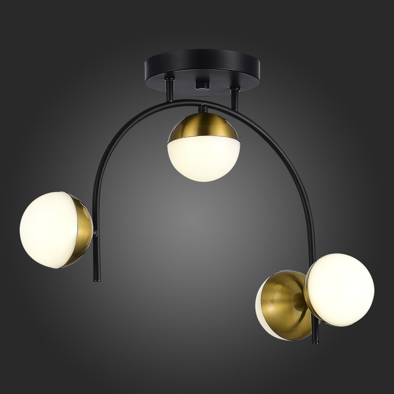 Люстра потолочная 22 см, 8W, 4000K, Evoluce Aarnio SLE6500-402-04 Черный,Золотистый