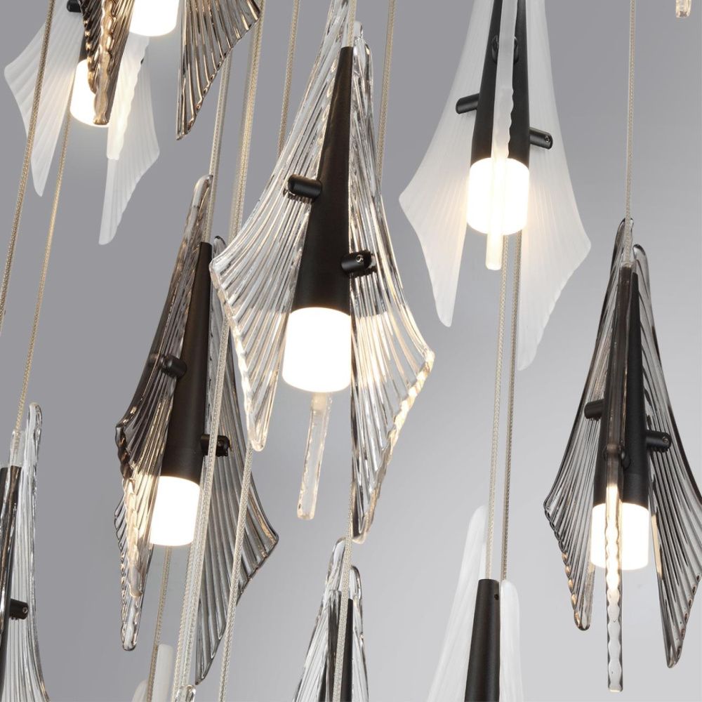 Люстра каскадная *70*100-350 см, 24*LED*5,7W, 3000K, Odeon Light Afalina 5442/137L, черный