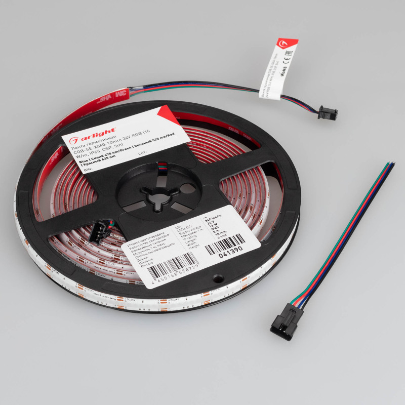 Лента герметичная COB-SE-X840-10mm 24V RGB (16 W/m, IP65, CSP, 5m), Arlight 041390. Цена указана за 5 метров. Продается кратно 5 метрам.