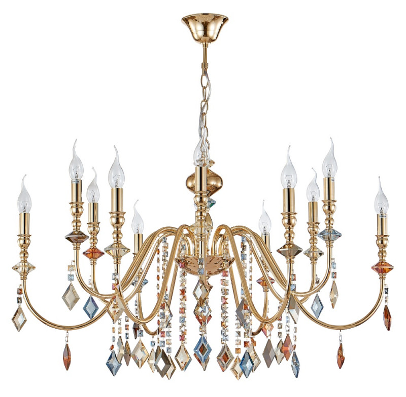 Люстра 90 см, Crystal Lux MERCEDES SP6+6 GOLD/COLOR Золото