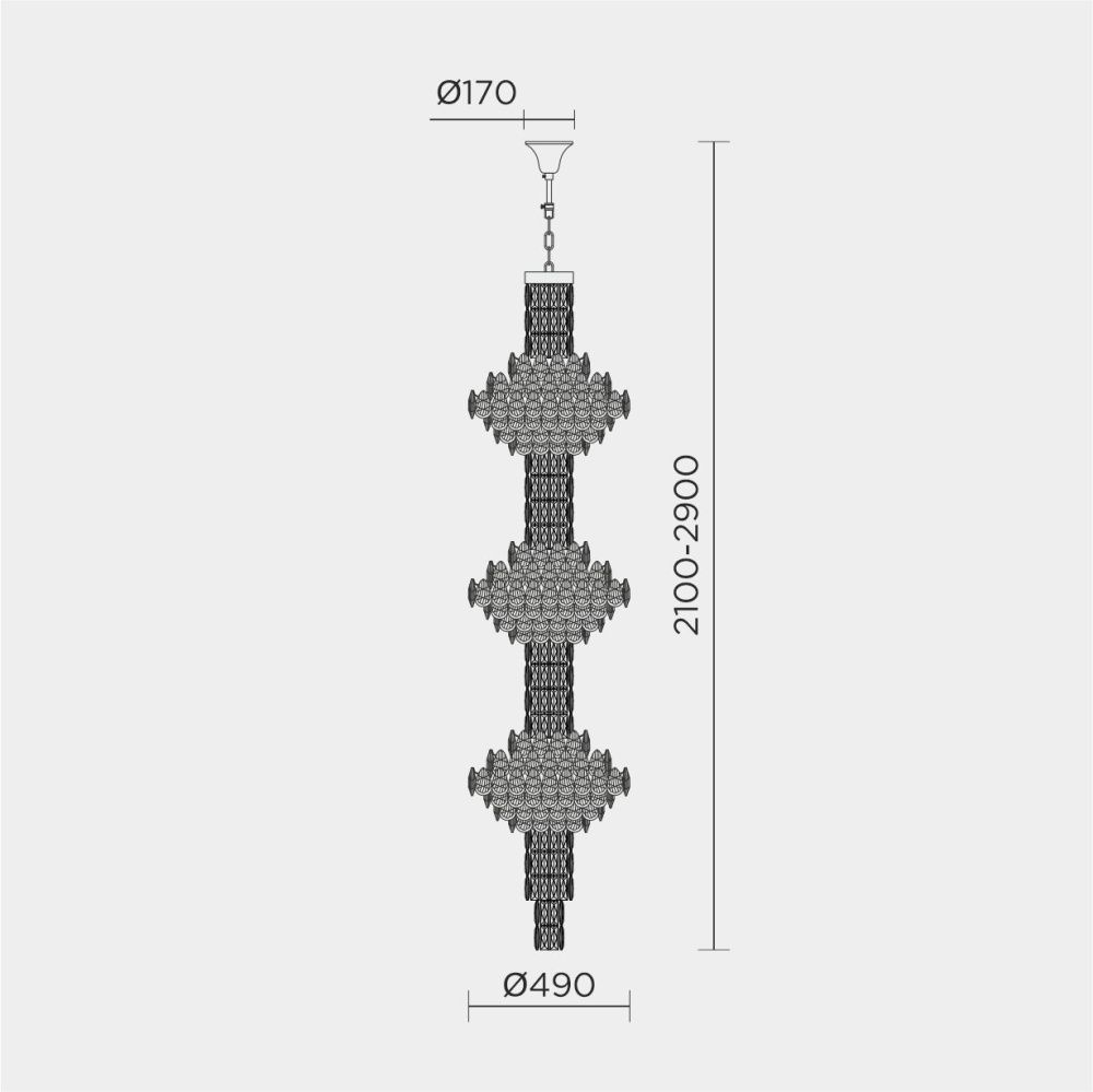 Люстра **210-290 см, 39*Е14*40W, Modelux  ML.8861.39P CR, Хром