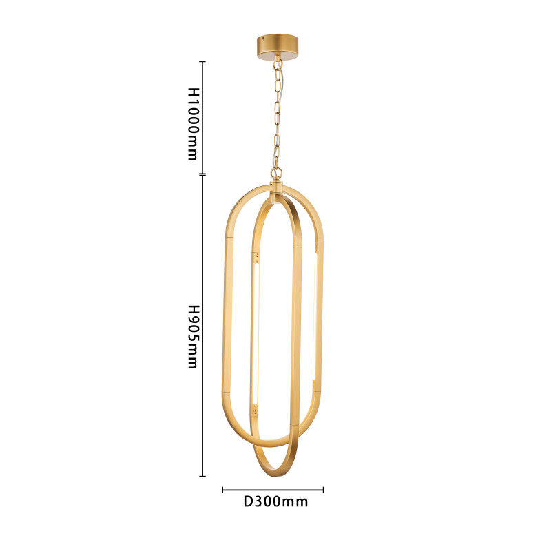 Подвес Favourite Castled 4008-4P, D300*H1000/2000, золота, состоит из двух элементов овальной формы, на четырех сторонах расположены LED-ленты