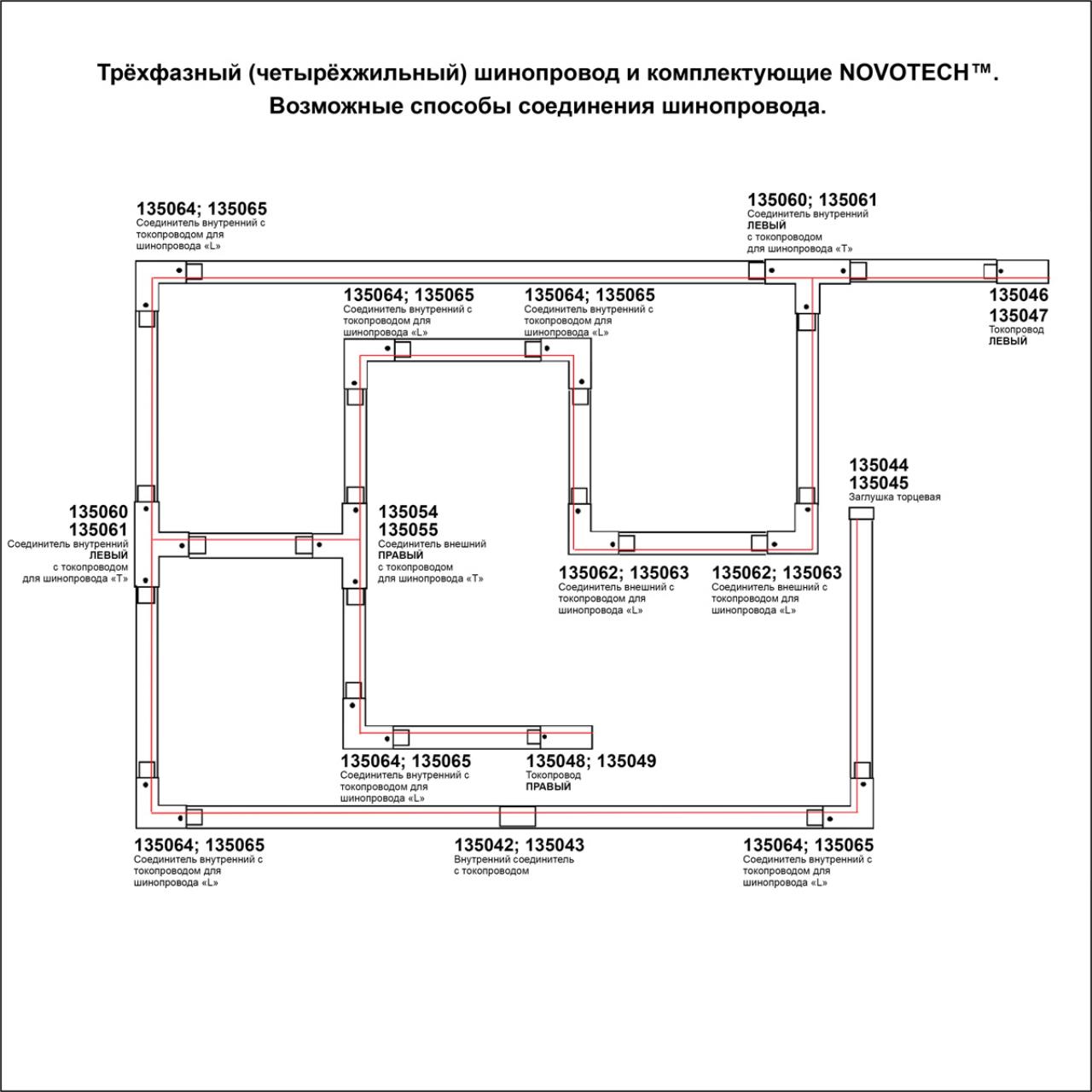 Соединитель-токопровод левый трехфазный Novotech 135047, черный