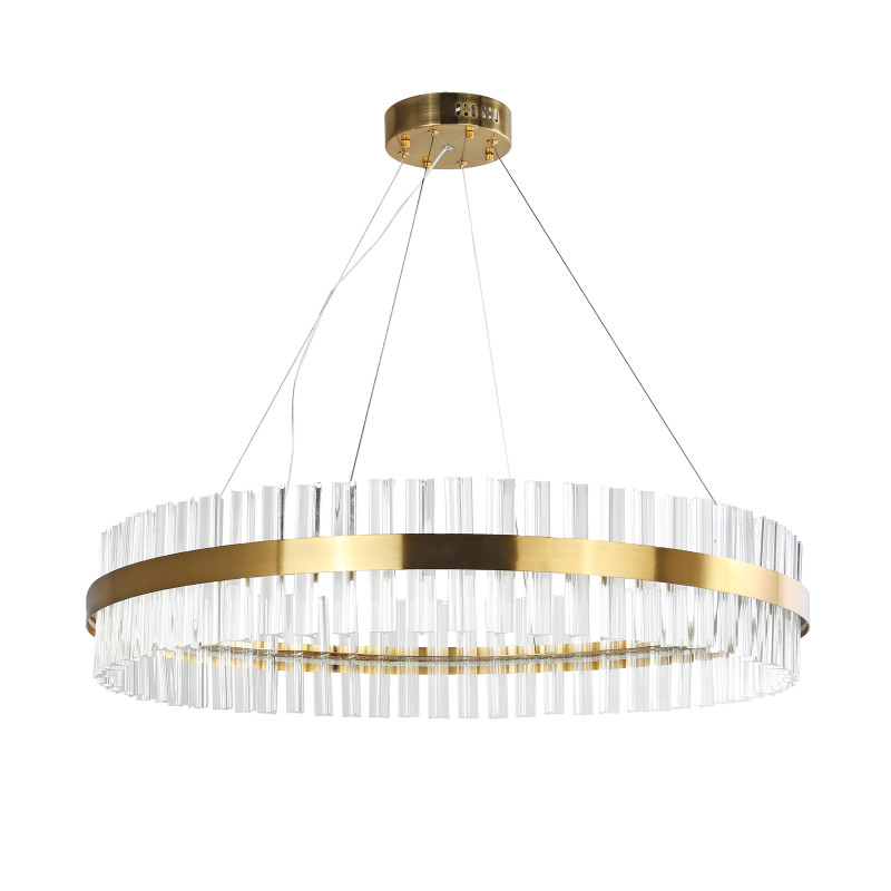Подвесная люстра Favourite Placerat 4012-8P, D800*H150/1150, золота, плафон состоит из объемных стеклянных элементов необычной формы