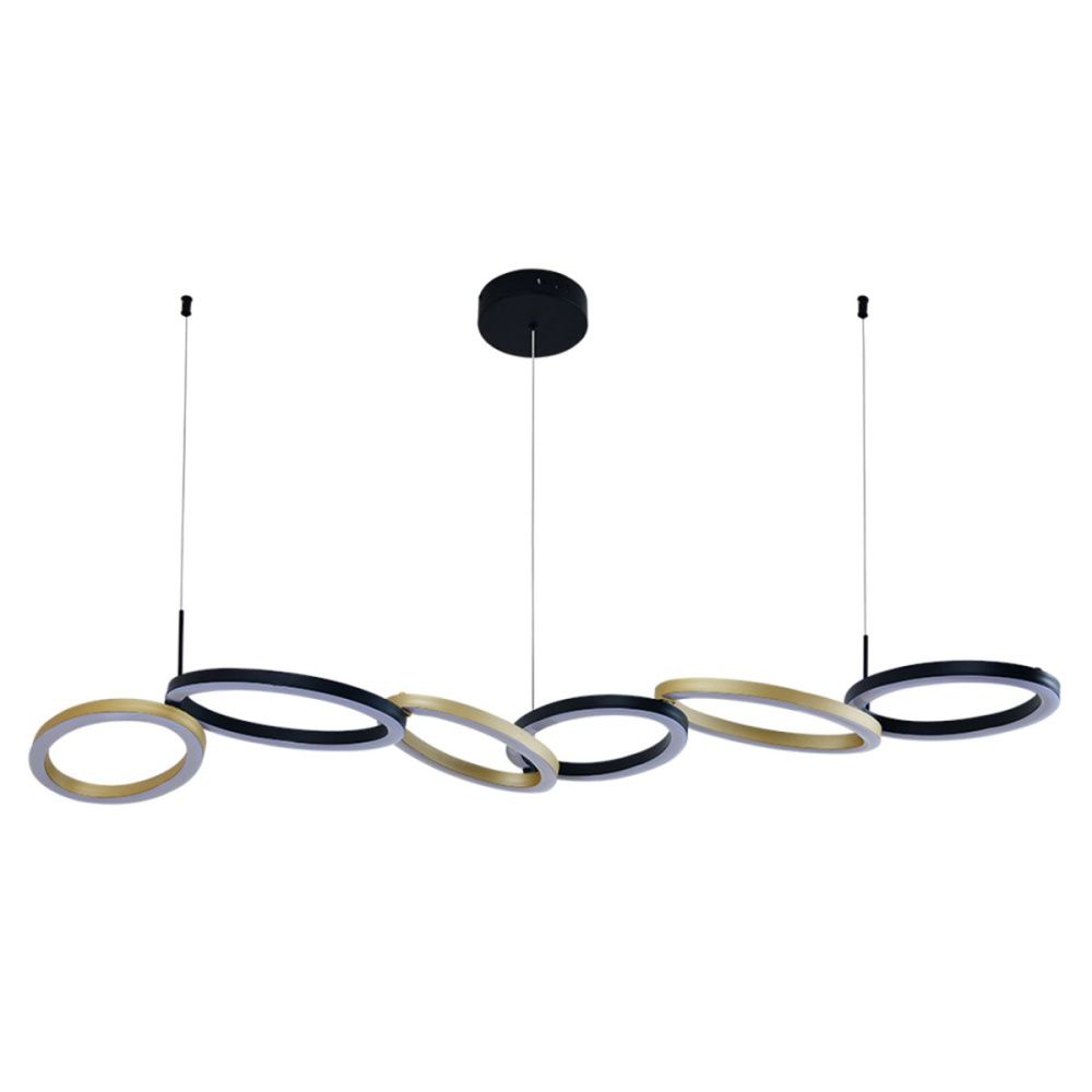 Подвесной светильник 145 см, 65W, 3000-6000K, Indigo Anello 14034/C/6P Black, черный-золото