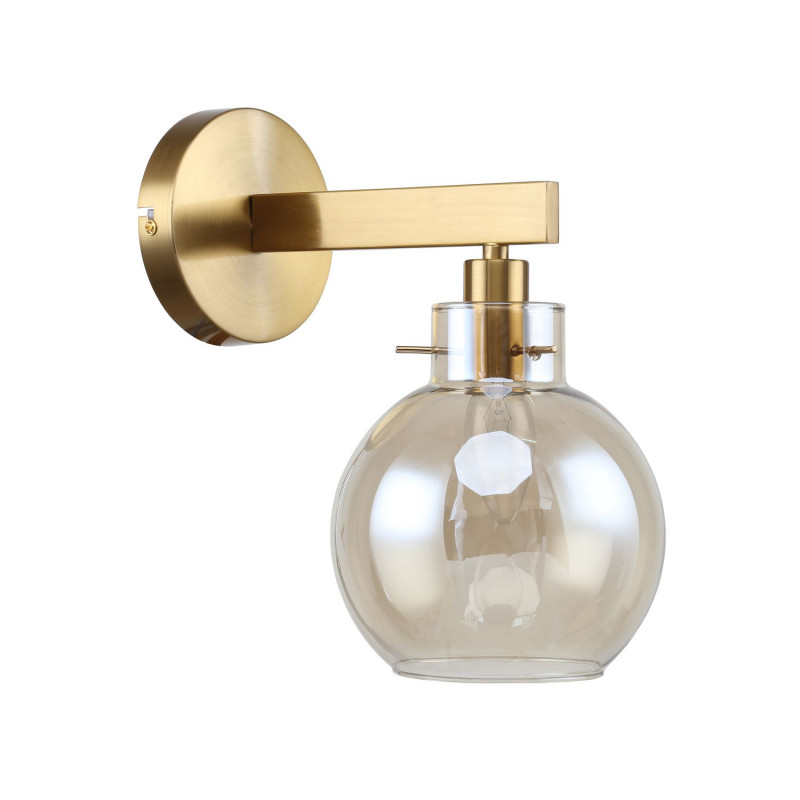 Бра Favourite Palear 2775-1W, D260*W160*H280, латунь, круглый плафон из стекла коньячного цвета