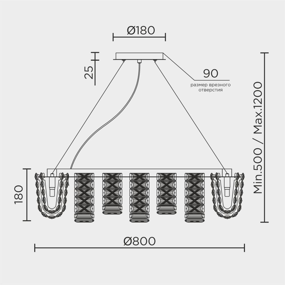Подвесная люстра 80*50/120 см, 24xG9 MODELUX ML.755.24 CR хром