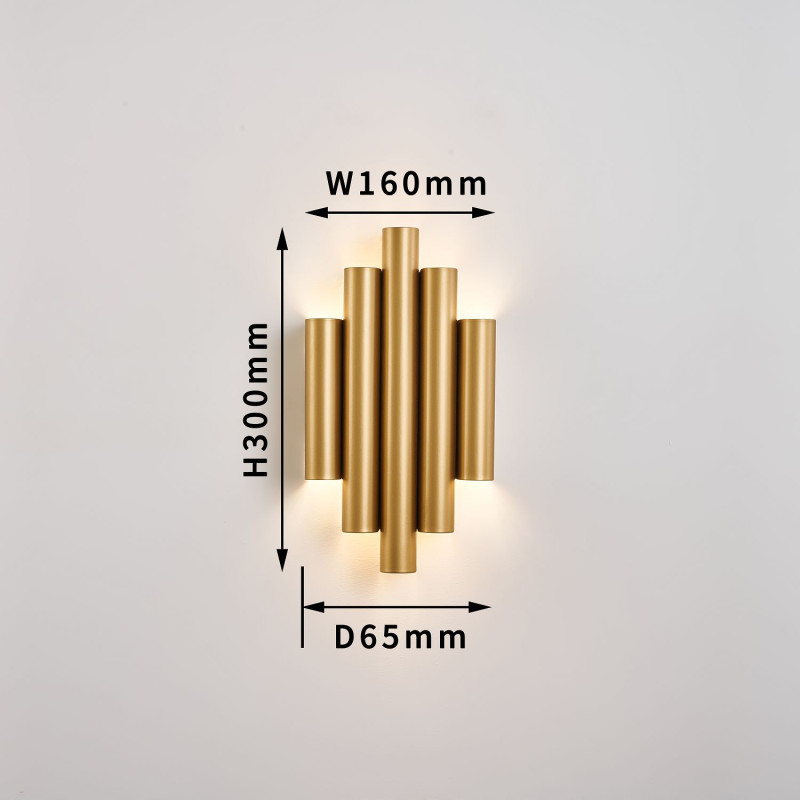 Бра 30 см, 18W, 4000K, Favourite Tubulis 4125-2W, золото