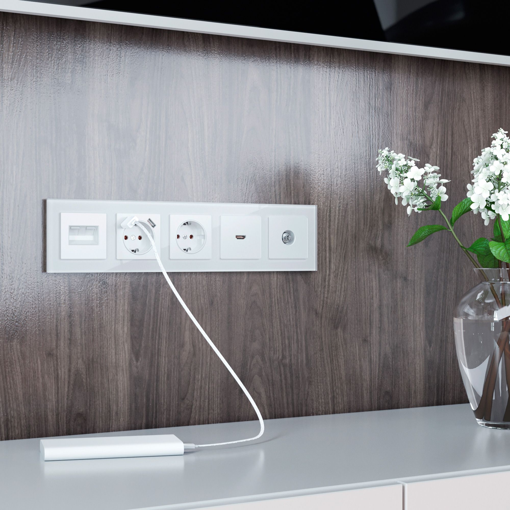 W0051101/ Рамка на 5 постов Favorit (белый,стекло) Werkel 4690389160080