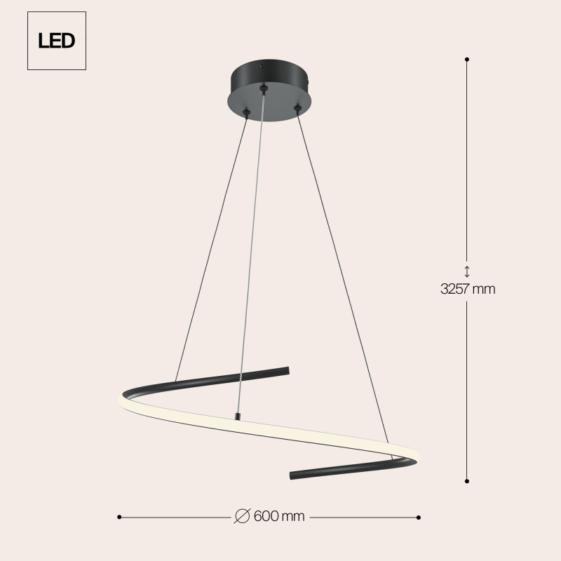 Подвесной светильник 60*60*325,7 см, LED, 31W, 4000К, Maytoni CURVE MOD242PL-L33BK черный