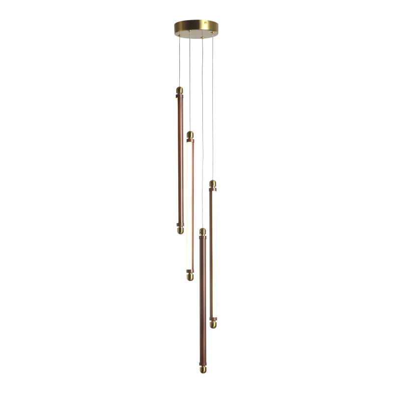 Подвесной светильник 14*201 см, 4*LED, 24W, 3000К, ST-Luce BRICK SL6225.303.04 латунный