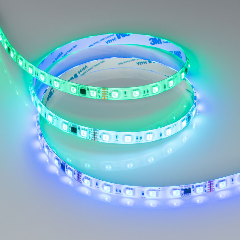 Лента герметичная DMX-SE-B60-10mm 24V RGB-PX6 (14 W/m, IP65, 5060, 5m), Arlight 039607. Цена указана за 5 метров. Продается кратно 5 метрам.