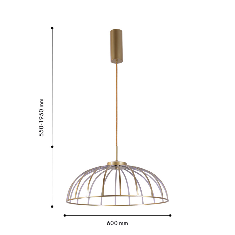 Подвесная люстра 60*190 см, 60W, Favourite Vertex 4286-6P Матовая латунь и белый акрил