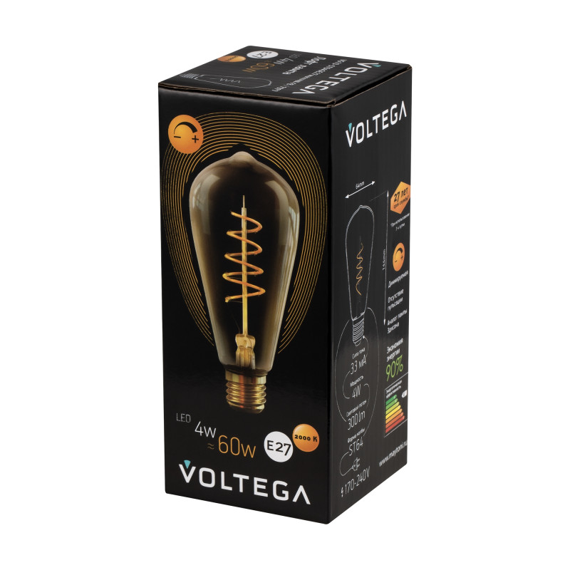 7077 Лампа светодиодная диммируемая Voltega Loft LED 4W 300Lm 2000K E27