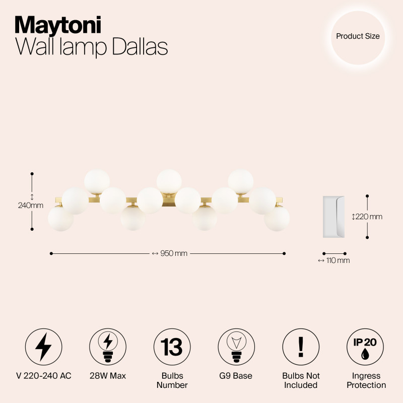 Светильник 89 см, Maytoni MOD547WL-13BS, латунь