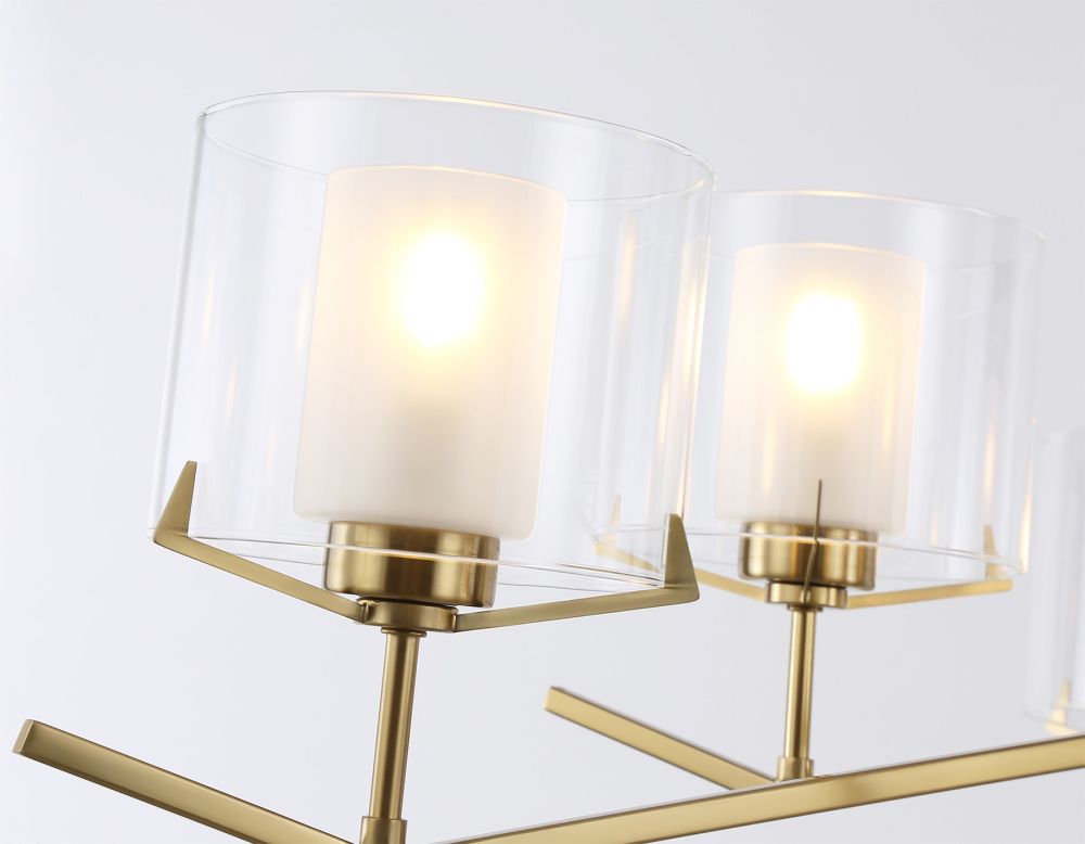 Люстра со стеклянными плафонами на штанге **42- см, 6*E14*40W, K, Ambrella Light High Light LH57008, латунь