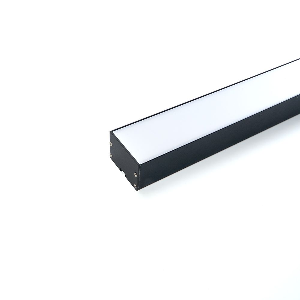 Профиль алюминиевый "Линии света" накладной, черный, CAB257 с матовым экраном, 2 заглушками, 4 крепежами в комплекте FERON Feron 10370