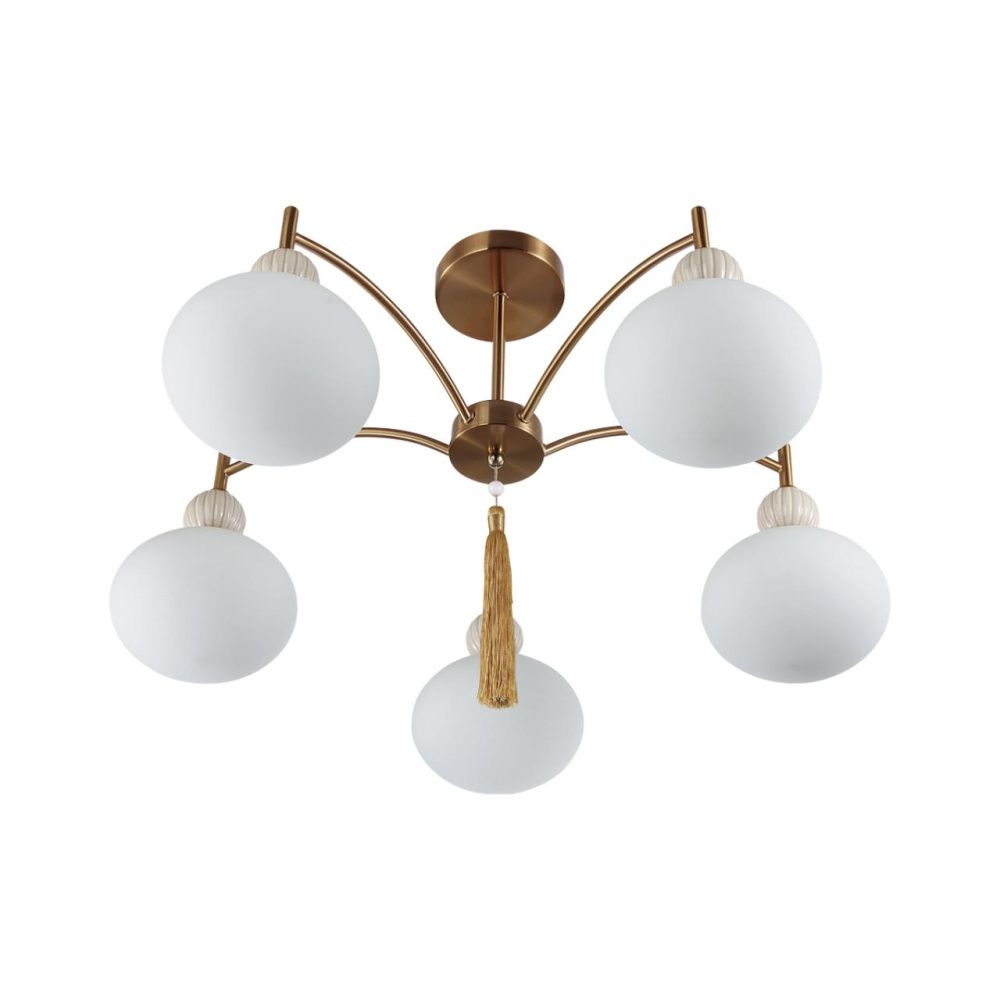 Люстра потолочная *69,5*43-43 см, 5*E14*40W, Lumion Gloriya LUM8272/5C, латунь; бежевый